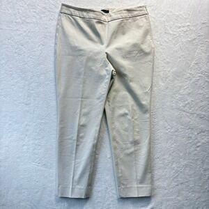 Talbots Pants Women Sz 12 Beige Ankle Career Cropped‎ Stretch Side Zip